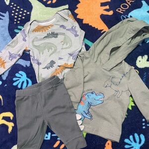 Carter's Dinosaur Print Matching Set - Gray, Blue, Orange